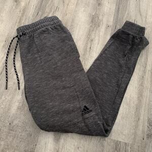 Adidas Joggers Mens Size Medium Gray Heather Woven Elastic Waist / Ankles Pants
